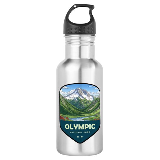 Olympic National Park Shield Edelstahlflasche (Vorderseite)