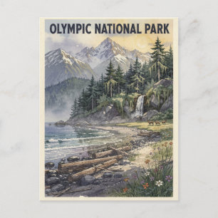 Olympic National Park Vintage Reise Postkarte