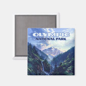 Olympic National Park Washington Mountains Vintag Magnet (Vorderseite/Rückseite)