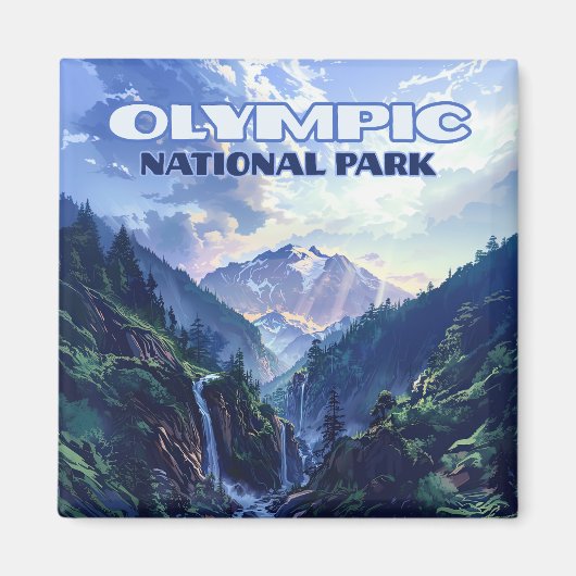 Olympic National Park Washington Mountains Vintag Magnet (Vorne)