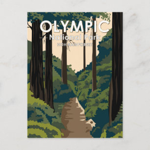Olympic-Nationalpark Hoh-Regenwald Vintage Postkarte