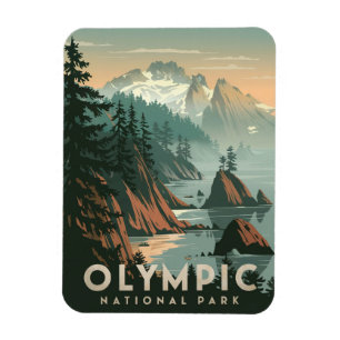 Olympic-Nationalpark im Vintage-Stil Magnet