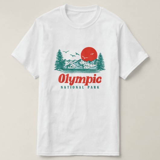 Olympic Nationalpark Mountain Trees & Sun Graphic T-Shirt (Design vorne)