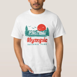 Olympic Nationalpark Mountain Trees & Sun Graphic T-Shirt