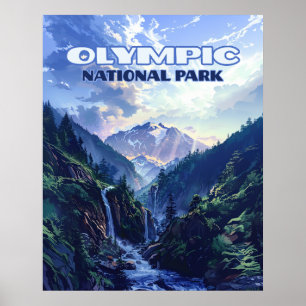 Olympic-Nationalpark Washington Berge Vintage Poster