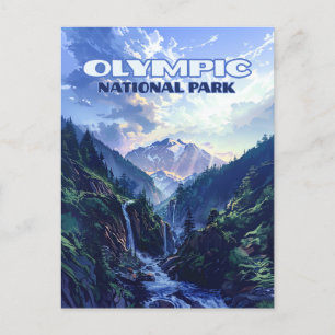 Olympic-Nationalpark Washington Berge Vintage Postkarte