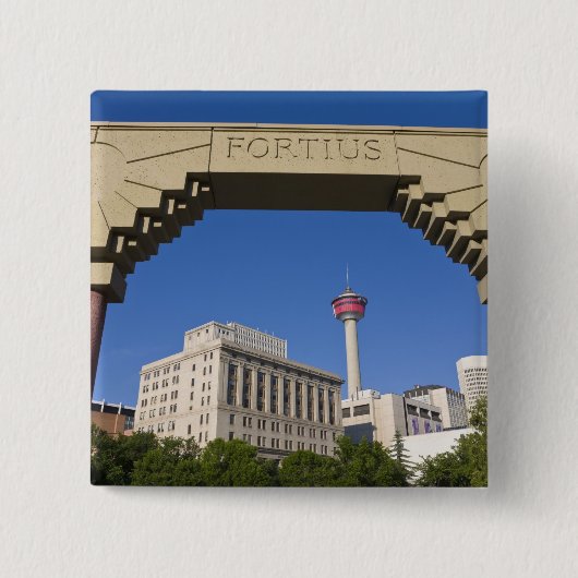 Olympic Plaza und Calgary Tower, Alberta, Kanada Button (Vorderseite)