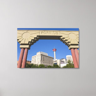 Olympic Plaza und Calgary Tower, Alberta, Kanada Leinwanddruck