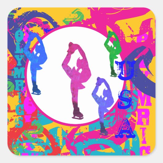OLYMPIC SKATING QUADRATISCHER AUFKLEBER (Vorderseite)