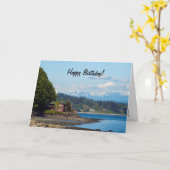 Olympische Berge aus Pt. Defiance Birthday Karte (Gelbe Blume)