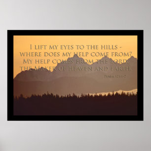 olympische Berge mit Psalm 121:1-2 Poster