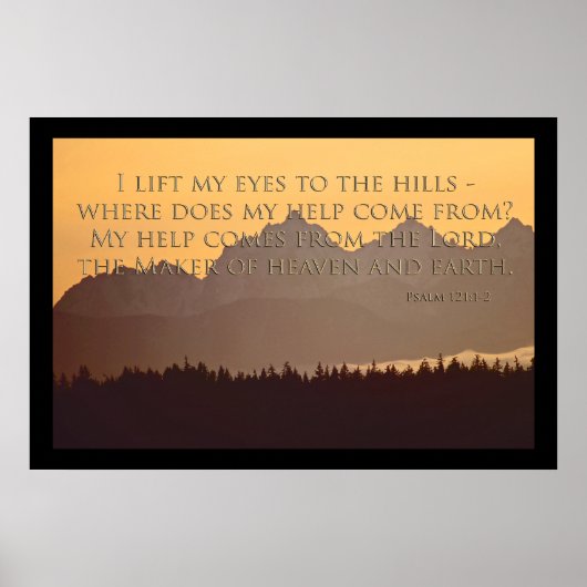 olympische Berge mit Psalm 121:1-2 Poster (Vorne)