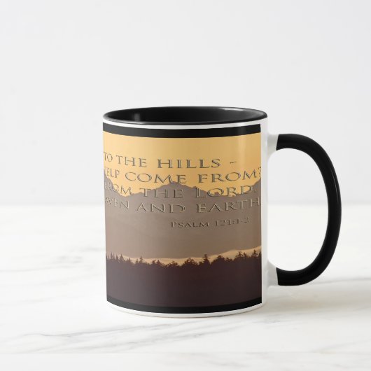 olympische Berge mit Psalm-121:1 - Tasse 2 (Rechts)