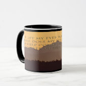 olympische Berge mit Psalm-121:1 - Tasse 2 (Vorderseite Links)