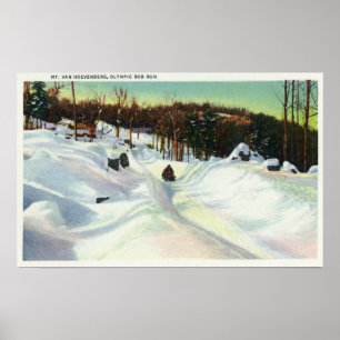 Olympische Bobsled-Laufansicht über Mt. Van Poster
