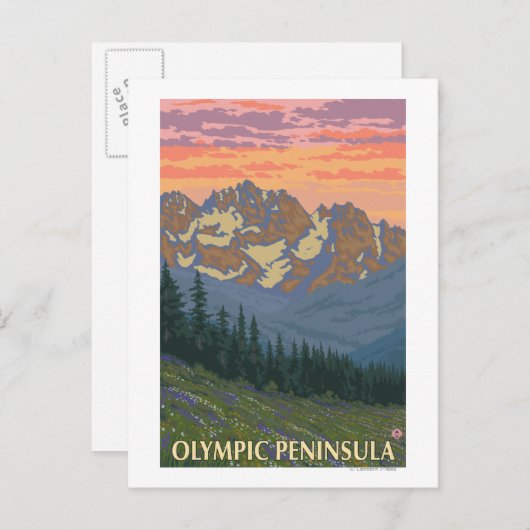 Olympische Halbinsel, Blume des Washingtoner Frühl Postkarte (Vorne/Hinten)