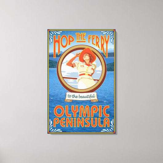 Olympische Halbinsel, Washington Hop the Ferry Leinwanddruck (Vorderseite)