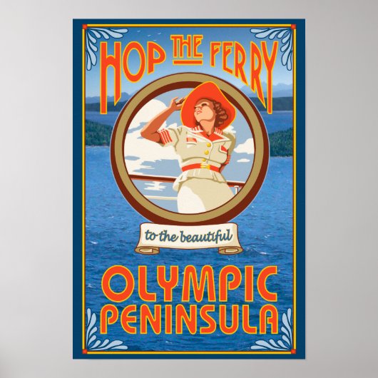 Olympische Halbinsel, Washington Hop the Ferry Poster (Vorne)