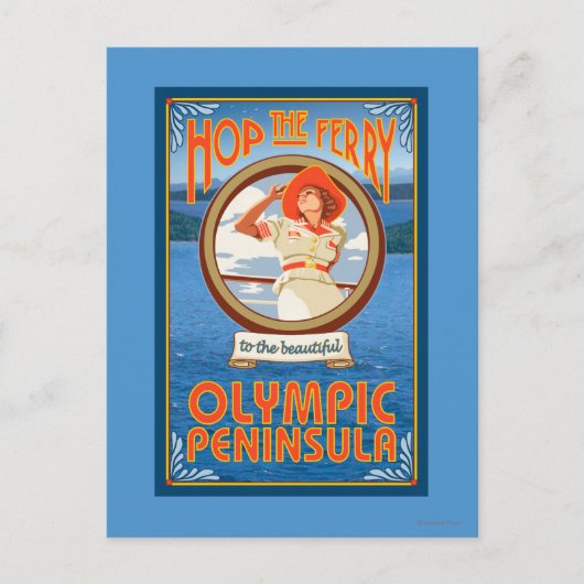 Olympische Halbinsel, Washington Hop the Ferry Postkarte (Vorderseite)
