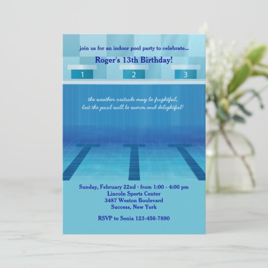 olympische Pool-Party Einladung (Stehend Vorderseite)
