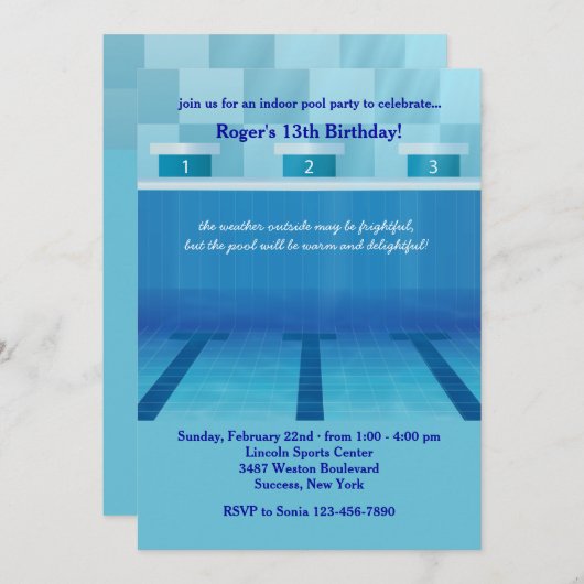 olympische Pool-Party Einladung (Vorne/Hinten)