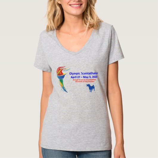 Olympische Scentathalon Ladys V-Nacken T-Shirt (Vorderseite)