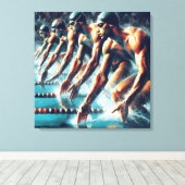 Olympische Spiele: Schwimmer bereit zum Start Leinwanddruck (Insitu (Holzboden))