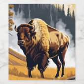 Olympischer Nationalpark Bison Buffalo Weinetikett (Einzelnes Label)