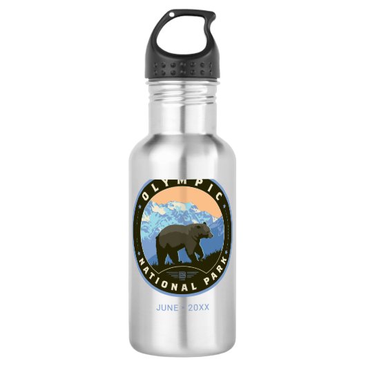 Olympischer Nationalpark Edelstahlflasche (Vorderseite)