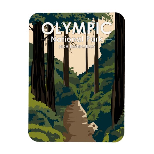 Olympischer Nationalpark Hoch Regenwald Vintag Magnet (Vertikal)