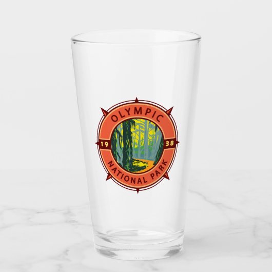 Olympischer Nationalpark Hoh Rainforest Retro Komp Glas (Vorderseite)