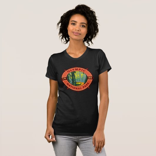 Olympischer Nationalpark Hoh Rainforest Retro Komp T-Shirt (Vorne ganz)