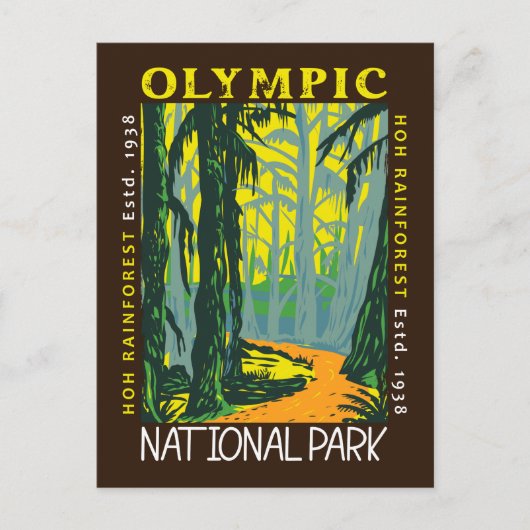 Olympischer Nationalpark Hoh Regenwald erschüttert Postkarte (Vorderseite)