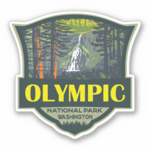Olympischer Nationalpark Illustration Retro Aufkleber