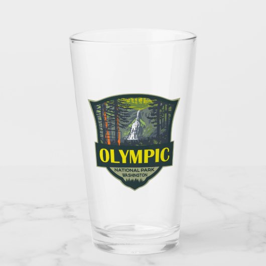 Olympischer Nationalpark Illustration Retro Glas (Vorderseite)