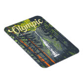 Olympischer Nationalpark Illustration Retro Magnet (Rechte Seite)