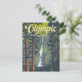 Olympischer Nationalpark Illustration Retro Postkarte (Stehend Vorderseite)