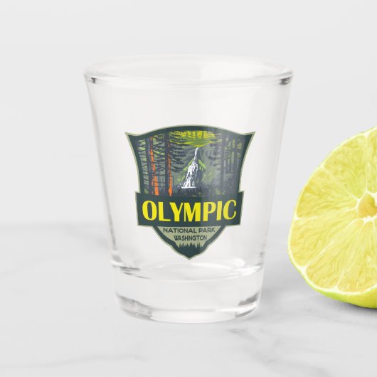 Olympischer Nationalpark Illustration Retro Schnapsglas (Vorderseite)