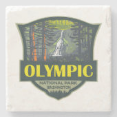 Olympischer Nationalpark Illustration Retro Steinuntersetzer (Vorderseite)