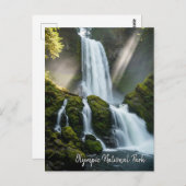 Olympischer Nationalpark mit Regenwaldwasserfall Postkarte (Vorne/Hinten)