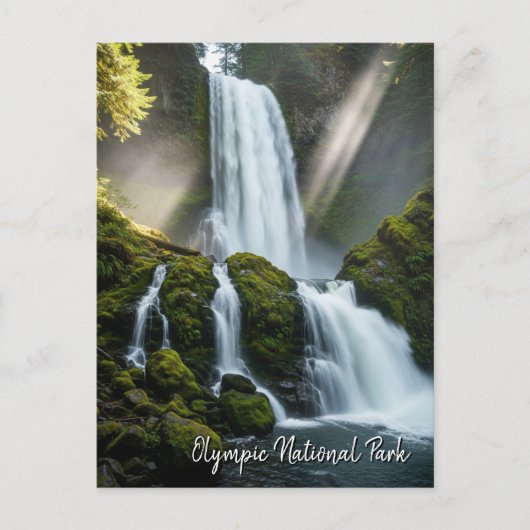 Olympischer Nationalpark mit Regenwaldwasserfall Postkarte (Vorderseite)
