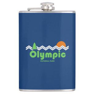 Olympischer Nationalpark Retro Flachmann