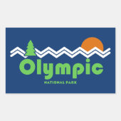 Olympischer Nationalpark Retro Rechteckiger Aufkleber (Vorderseite)