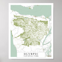 Olympischer Nationalpark Retro Street Karte