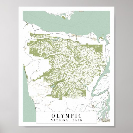 Olympischer Nationalpark Retro Street Karte Poster (Vorne)