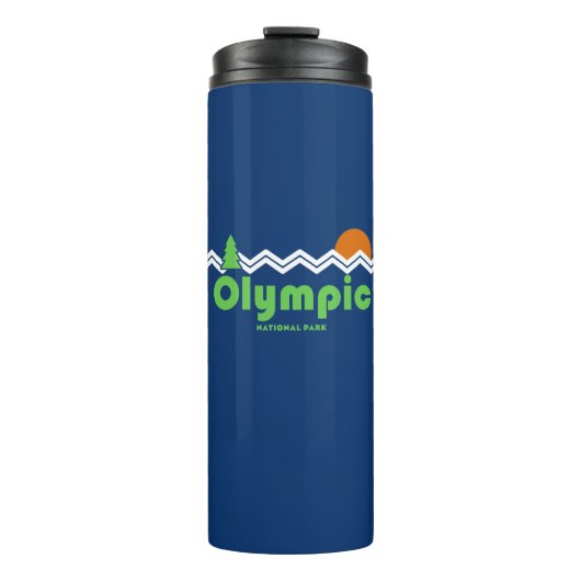 Olympischer Nationalpark Retro Thermosbecher (Vorderseite)