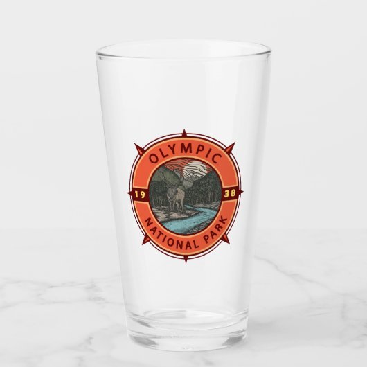 Olympischer Nationalpark Roosevelt Elk Retro Compa Glas (Vorderseite)