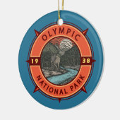 Olympischer Nationalpark Roosevelt Elk Retro Compa Keramik Ornament (Links)