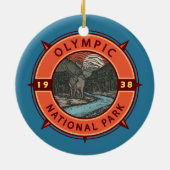 Olympischer Nationalpark Roosevelt Elk Retro Compa Keramik Ornament (Hinten)