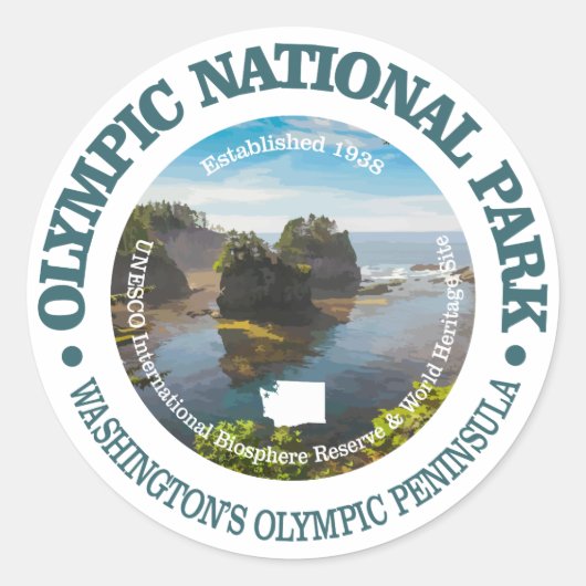 Olympischer Nationalpark Runder Aufkleber (Vorderseite)